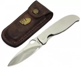 Canivete Artesanal Aço Cirúrgico - Inox c/ Capa Couro