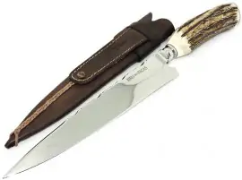 Faca Forjada A�o Inox 420c. Cabo Chifre Cervo - 9 Pol.