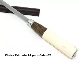 Chaira, Afiador Cromo Vandio Estriada -14 Pol. c/ Capa Couro